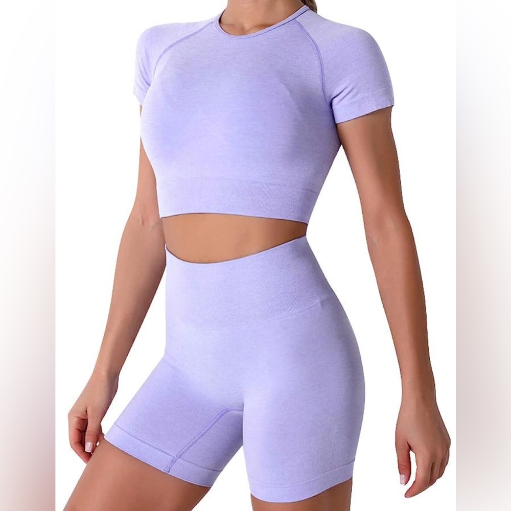 Amazon IWEMEK Short Sleeve Crop Top + Biker Shorts Set